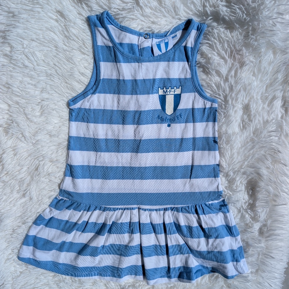 Blue & White Striped Baby Girl Dress – Sporty Summer Outfit 3T, 5T